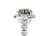 White gold Fancy Green Round  Halo Pavé Diamond Engagement Ring with Four-Prong Setting_30