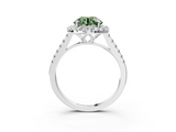 White gold Fancy Green Round  Halo Pavé Diamond Engagement Ring with Four-Prong Setting_6