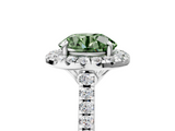 White gold Fancy Green Round  Halo Pavé Diamond Engagement Ring with Four-Prong Setting_8