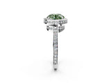 White gold Fancy Green Round  Halo Pave Band Solitaire Ring with Prong Setting_68