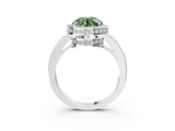 White gold Fancy Green Round  Halo Pave Band Solitaire Ring with Prong Setting_69