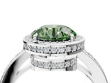 White gold Fancy Green Round  Halo Pave Band Solitaire Ring with Prong Setting_70