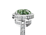 White gold Fancy Green Round  Halo Pave Band Solitaire Ring with Prong Setting_71