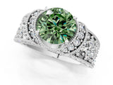 White gold Fancy Green Round  Halo Pave Diamond Engagement Ring with Milgrain Detailing_67