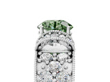 White gold Fancy Green Round  Halo Pave Diamond Engagement Ring with Milgrain Detailing_71