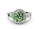 White gold Fancy Green Round  Halo Pave Split Shank Prong Setting Ring_26