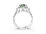 White gold Fancy Green Round  Halo Pave Split Shank Prong Setting Ring_29