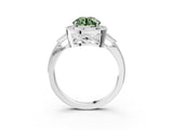 White gold Fancy Green Round  Halo Round Diamond Milgrain Pave Engagement Ring_12