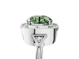 White gold Fancy Green Round  Halo Round Diamond Milgrain Pave Engagement Ring_20