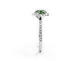 White gold Fancy Green Round  Halo Round Diamond Pavé Band Four-Prong Ring_5