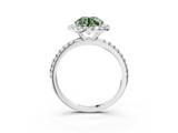White gold Fancy Green Round  Halo Round Diamond Pavé Band Four-Prong Ring_6