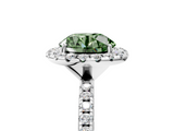 White gold Fancy Green Round  Halo Round Diamond Pavé Band Four-Prong Ring_8