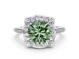 White gold Fancy Green Round  Halo Round Diamond Pave Band with Four-Prong Setting_50