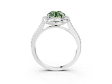 White gold Fancy Green Round  Halo Round Diamond Pave Band with Four-Prong Setting_53