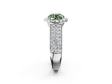 White gold Fancy Green Round  Halo Round Diamond Pave Band with Prong Setting 2