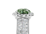 White gold Fancy Green Round  Halo Round Diamond Pave Band with Prong Setting 5