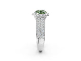 White gold Fancy Green Round  Halo Round Diamond Pave Band with Prong Setting_26