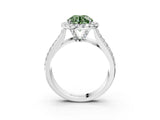 White gold Fancy Green Round  Halo Round Diamond Pave Band with Prong Setting_27