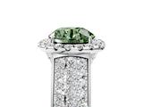 White gold Fancy Green Round  Halo Round Diamond Pave Band with Prong Setting_29