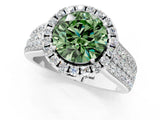 White gold Fancy Green Round  Halo Round Diamond Pave Band with Prong Setting_31
