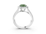 White gold Fancy Green Round  Halo Round Diamond Pave Band with Prong Setting_36