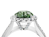 White gold Fancy Green Round  Halo Round Diamond Pave Band with Prong Setting_37