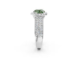 White gold Fancy Green Round  Halo Round Diamond Pave Band with Prong Setting_38