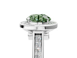 White gold Fancy Green Round  Halo Solitaire Diamond Ring with Pave Band and Bezel Setting_54