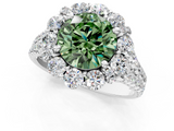 White gold Fancy Green Round  Halo Split Shank Diamond Engagement Ring with Pave Band and Four-Prong Setting_55