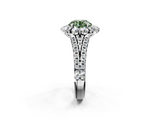 White gold Fancy Green Round  Halo Split Shank Diamond Engagement Ring with Pave Band and Four-Prong Setting_56