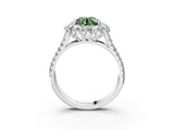 White gold Fancy Green Round  Halo Split Shank Diamond Engagement Ring with Pave Band and Four-Prong Setting_57