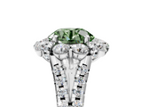 White gold Fancy Green Round  Halo Split Shank Diamond Engagement Ring with Pave Band and Four-Prong Setting_59