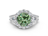 White gold Fancy Green Round  Halo Split Shank Diamond Engagement Ring with Prong Setting_20