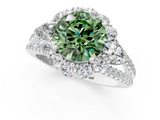White gold Fancy Green Round  Halo Split Shank Diamond Engagement Ring with Prong Setting_21