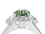 White gold Fancy Green Round  Halo Split Shank Diamond Engagement Ring with Prong Setting_24