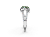 White gold Fancy Green Round  Halo Split Shank Diamond Ring with Four-Prong Setting_34