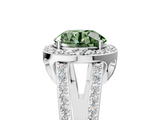 White gold Fancy Green Round  Halo Split Shank Diamond Ring with Four-Prong Setting_37