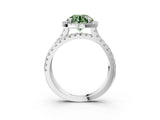 White gold Fancy Green Round  Halo Split Shank Diamond Ring with Pavé Setting_41