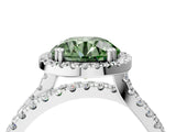 White gold Fancy Green Round  Halo Split Shank Diamond Ring with Pavé Setting_42