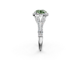 White gold Fancy Green Round  Halo Split Shank Diamond Ring with Prong Setting_22