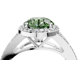 White gold Fancy Green Round  Halo Split Shank Diamond Ring with Prong Setting_24