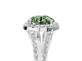 White gold Fancy Green Round  Halo Split Shank Diamond Ring with Prong Setting_25