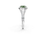 White gold Fancy Green Round  Halo Split Shank Pave Diamond Ring with Four-Prong Setting_50