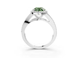 White gold Fancy Green Round  Halo Split Shank Pave Diamond Ring with Four-Prong Setting_51