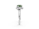 White gold Fancy Green Round  Halo Split Shank Pave Diamond Ring with Petal Prong Setting_34