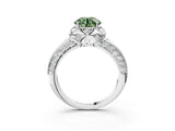 White gold Fancy Green Round  Halo Split Shank Pave Diamond Ring with Petal Prong Setting_35