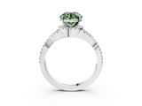 White gold Fancy Green Round  Halo Twist Band Solitaire Prong Setting Ring_65