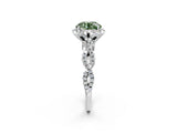 White gold Fancy Green Round  Halo Twist Band Solitaire Ring with Six-Prong Setting_5