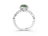 White gold Fancy Green Round  Halo Twist Band Solitaire Ring with Six-Prong Setting_6