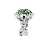 White gold Fancy Green Round  Halo Twist Band Solitaire Ring with Six-Prong Setting_8